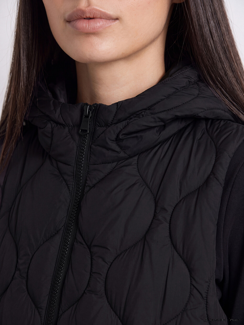 Woman Black Puffer Gilet-2