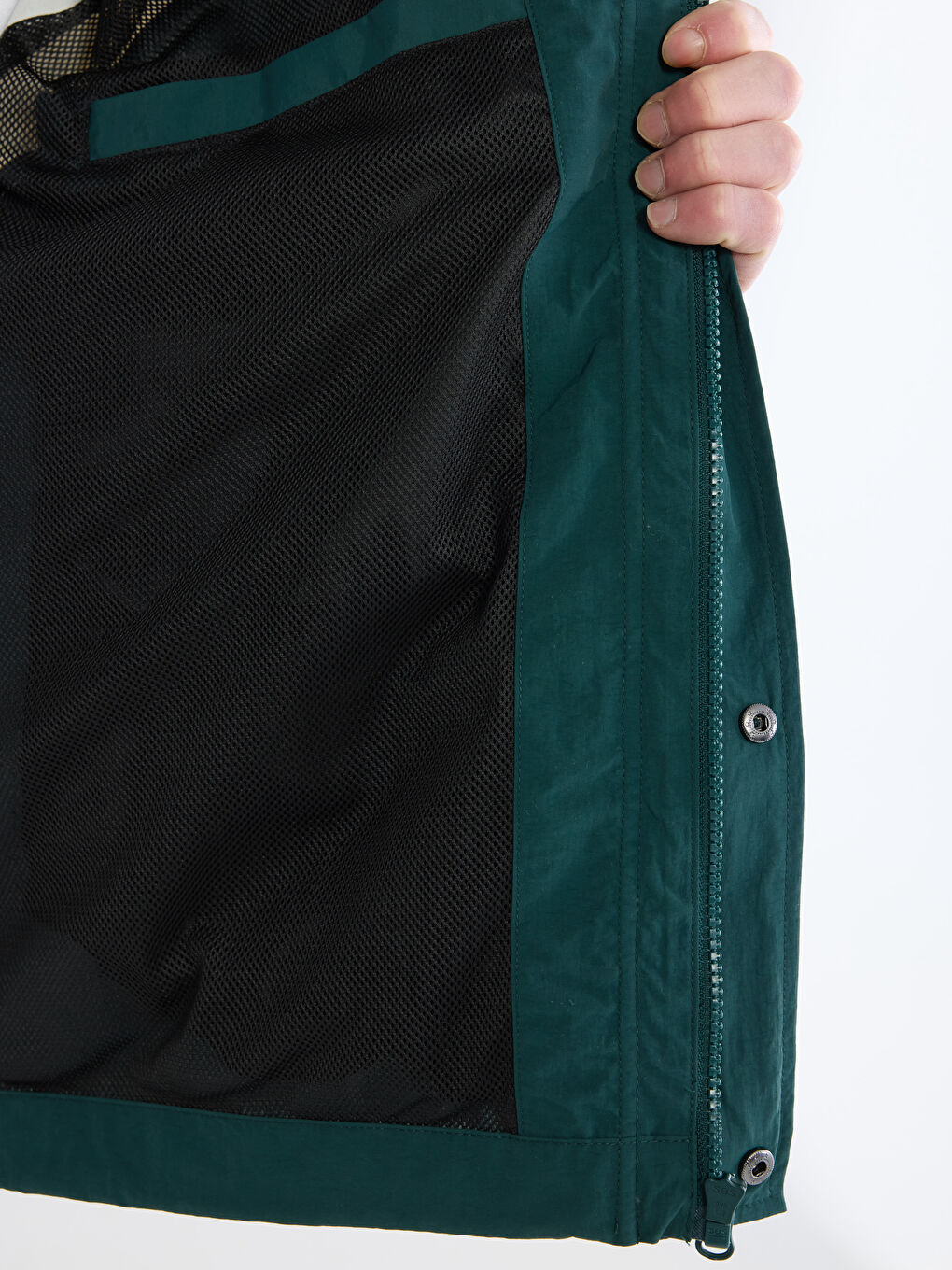 Yeşil Loose Fit Renk Bloklu Erkek Mont-3