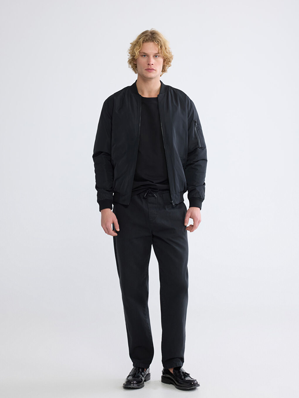 Regular Fit Baseball Collar Men's Bomber Jacket-1