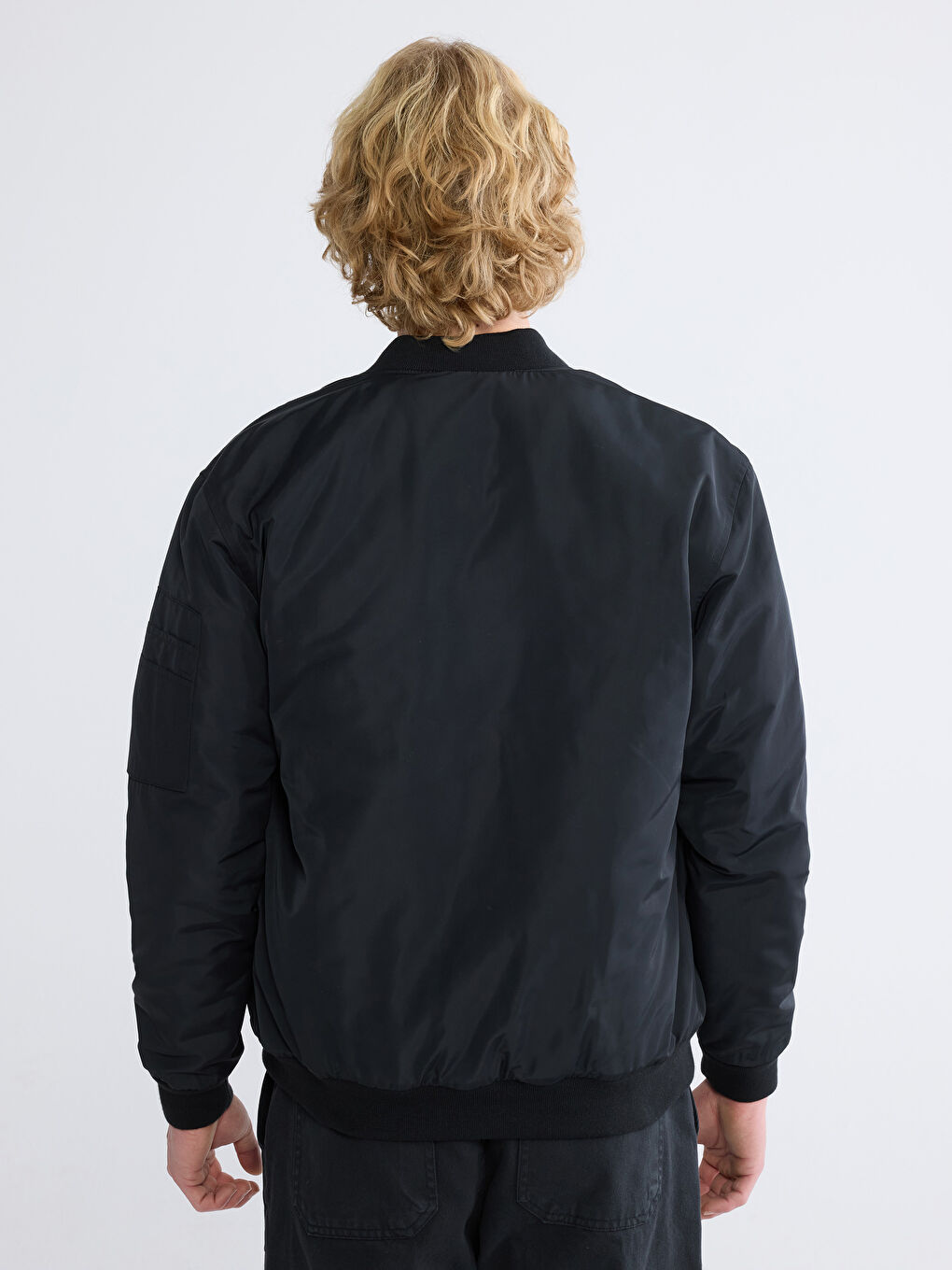 Regular Fit Baseball Collar Men's Bomber Jacket-4