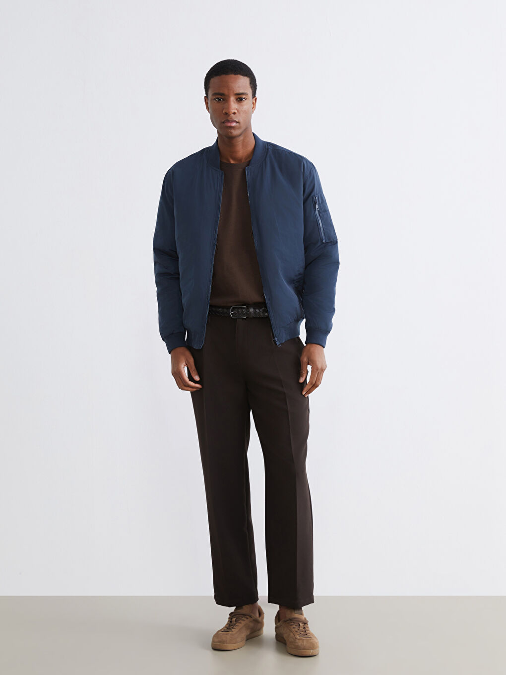 Regular Fit Baseball Collar Men's Bomber Jacket-1