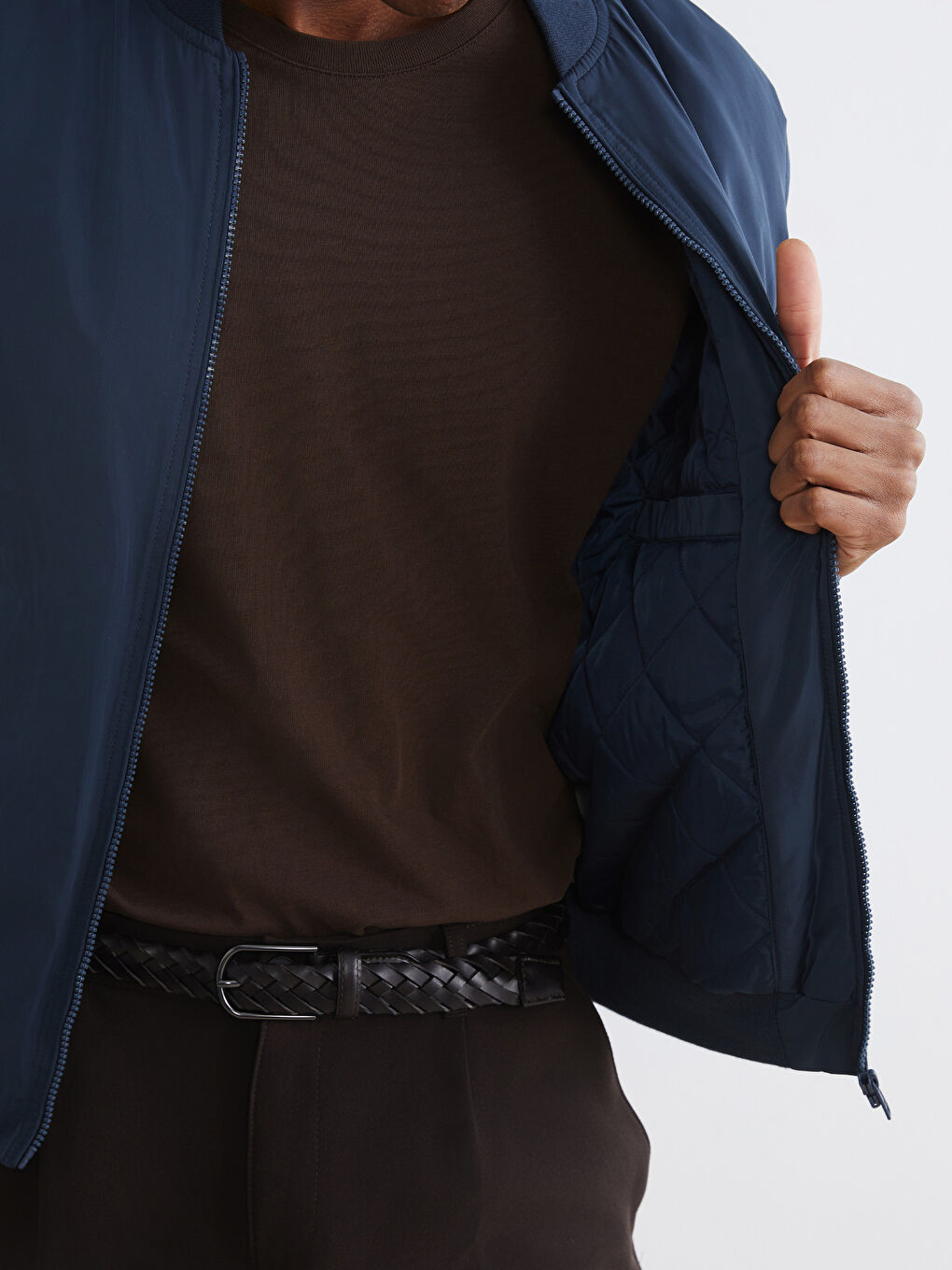 Regular Fit Baseball Collar Men's Bomber Jacket-2