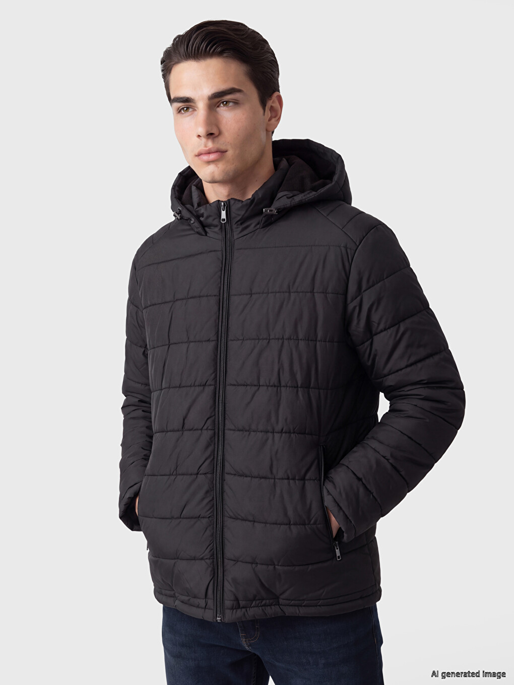 Regular Fit Hooded Men's Puffer Coat
