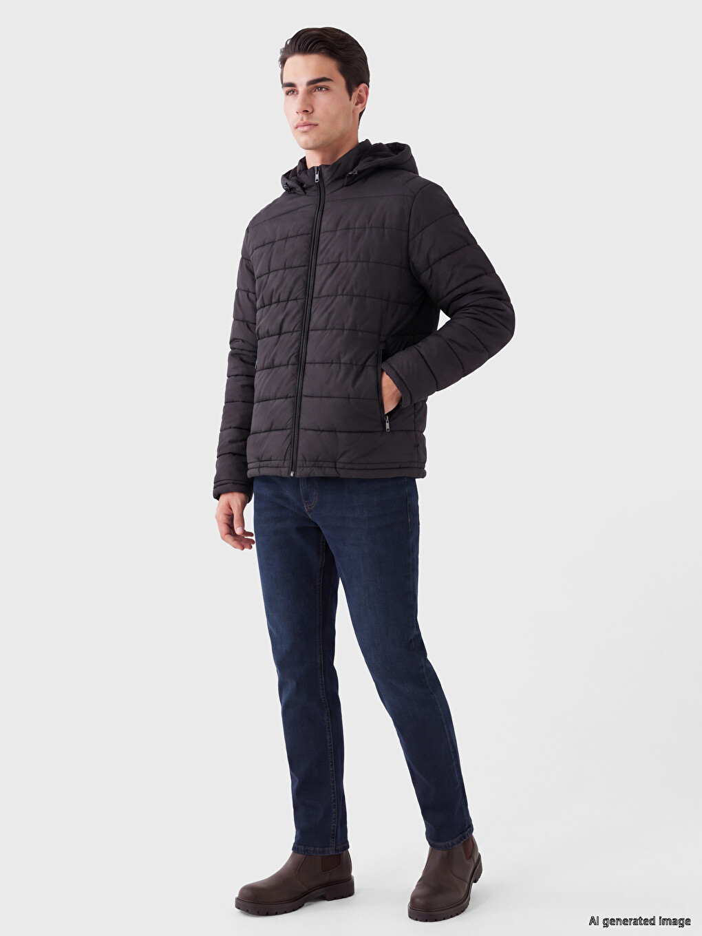 Regular Fit Hooded Men's Puffer Coat-1
