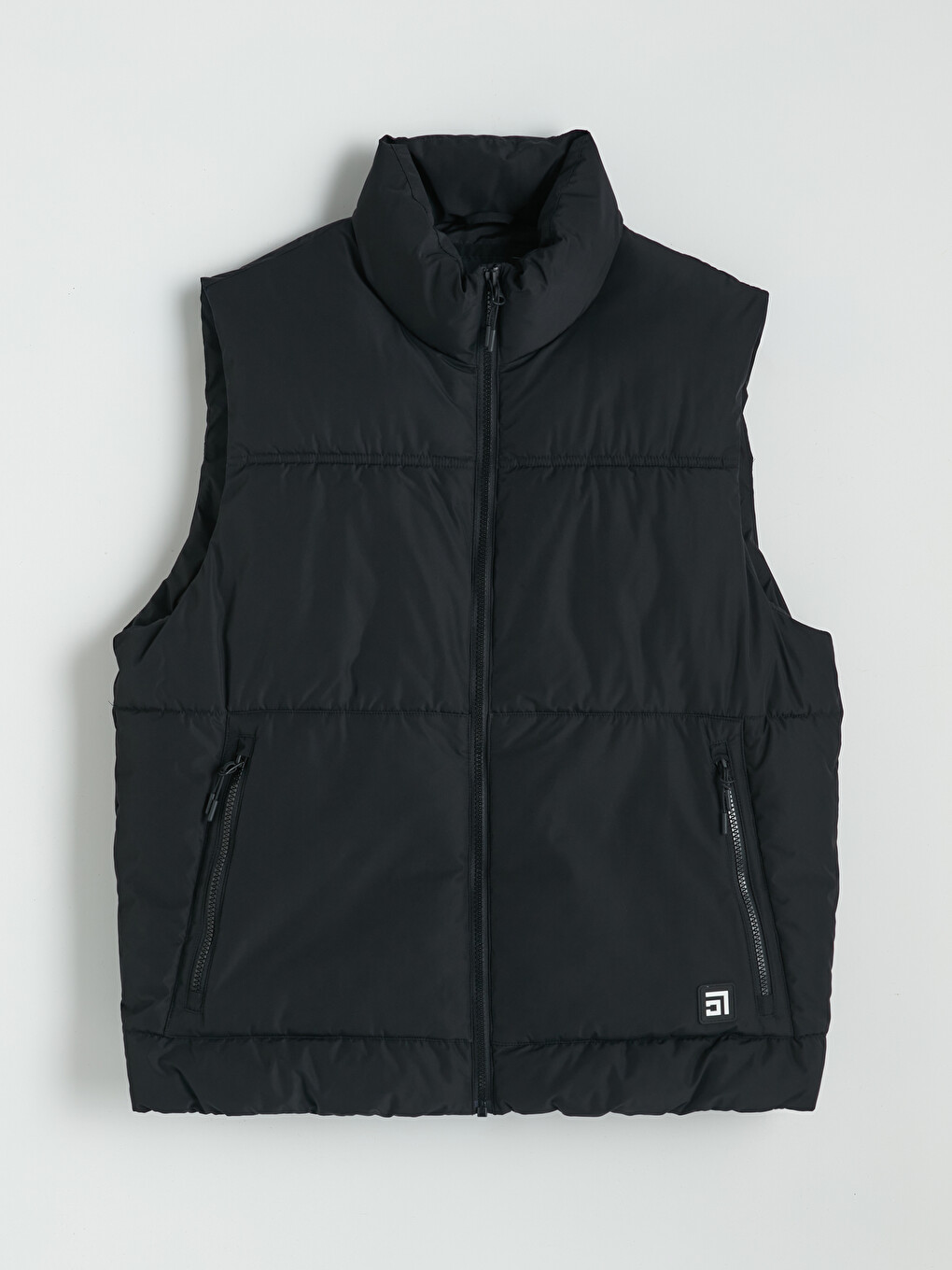 Siyah Regular Fit Dik Yaka Erkek Şişme Yelek-4