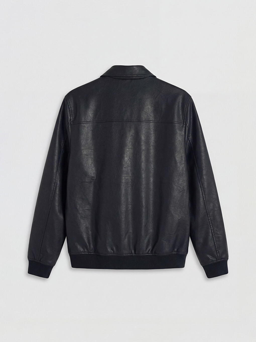 Standard Fit Shirt Collar Men's Faux Leather Coat-6
