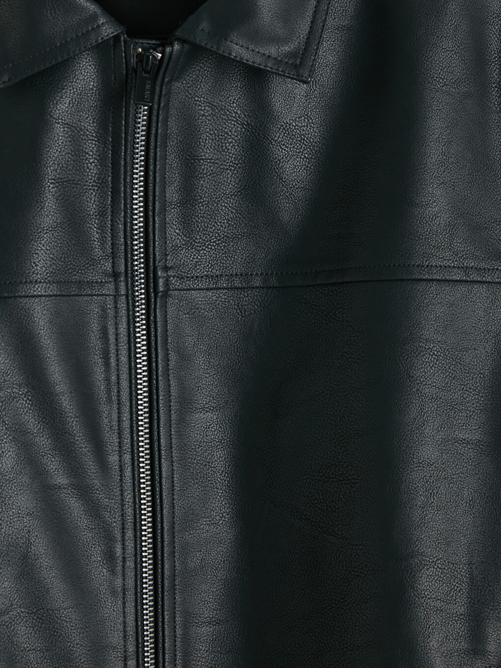 Standard Fit Shirt Collar Men's Faux Leather Coat-7