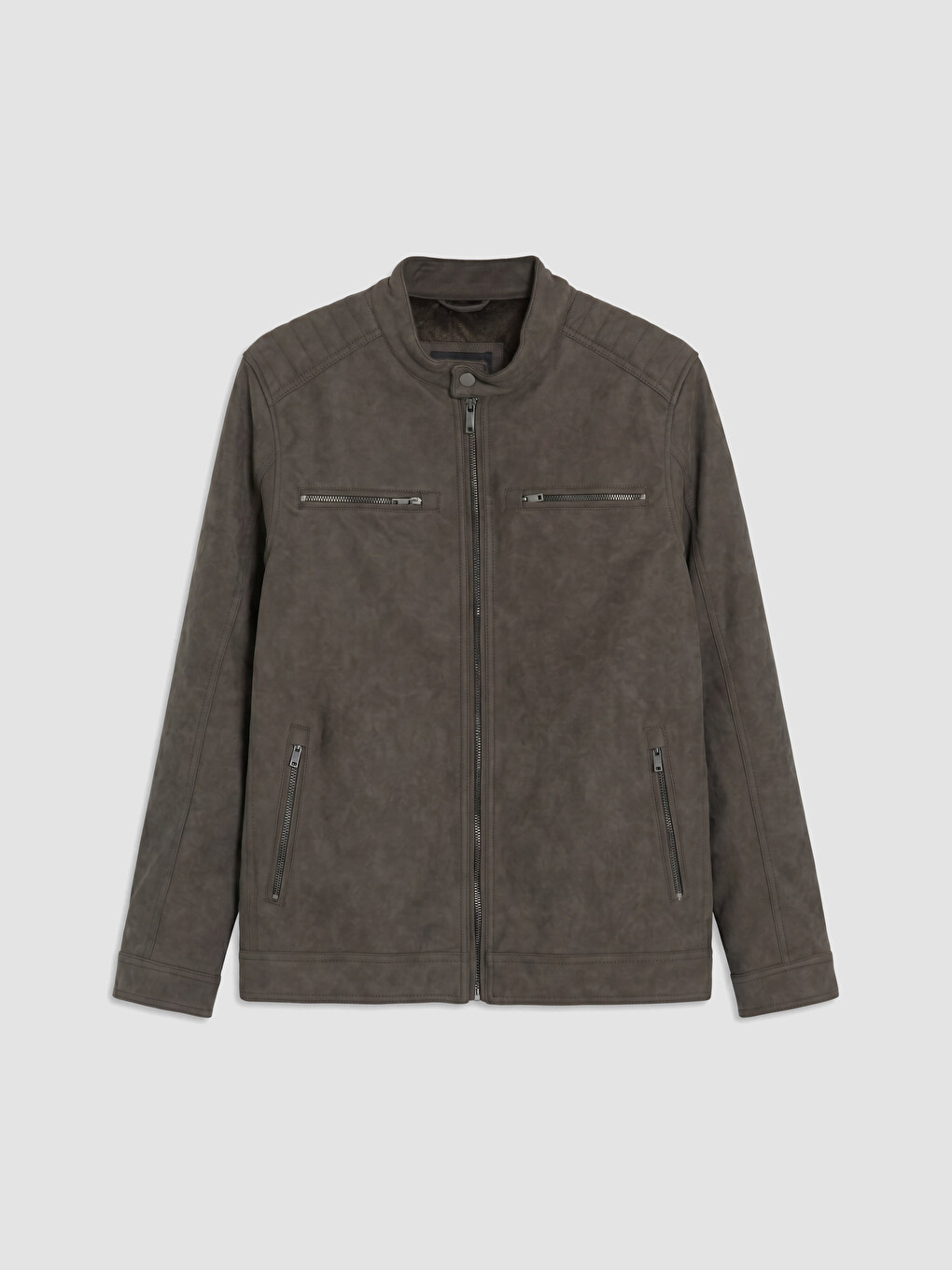 Bej Regular Fit Dik Yaka Süet Mont