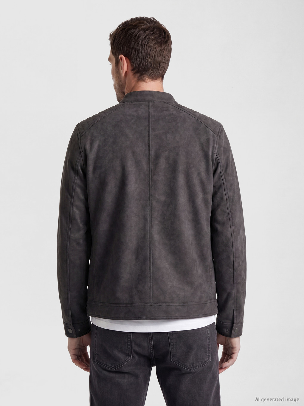 Gri Regular Fit Dik Yaka Süet Mont-2