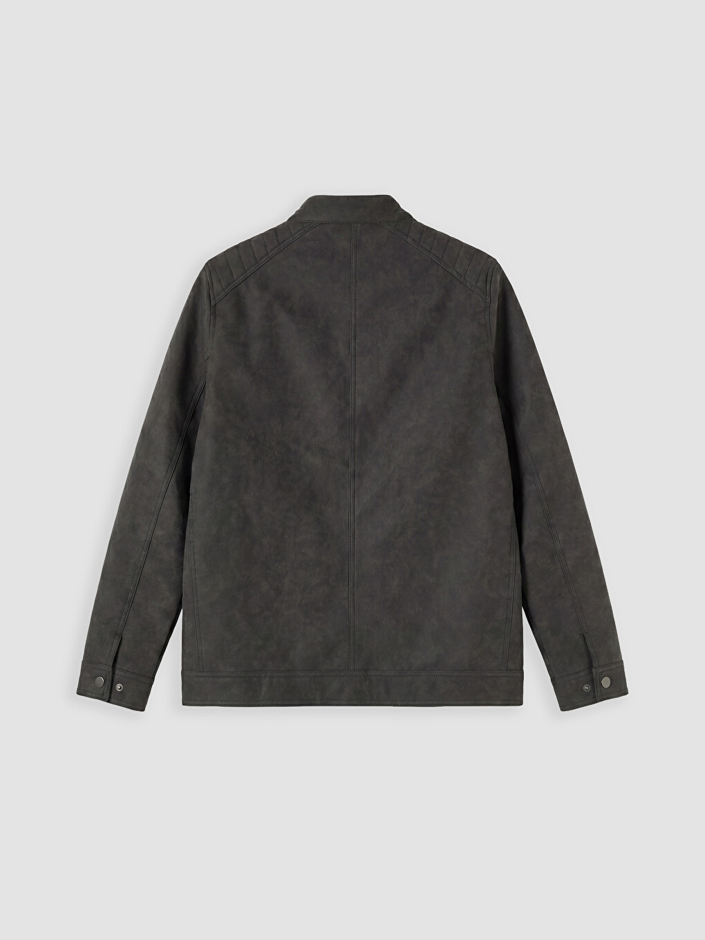 Regular Fit Mock Neck Men's Suede Coat-5