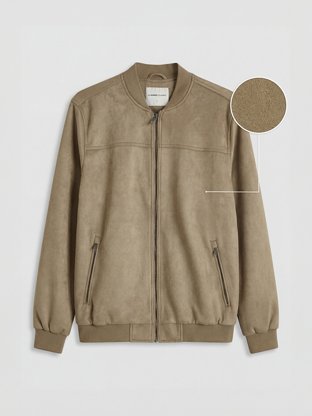 Man Beige Faux Leather Coat-5