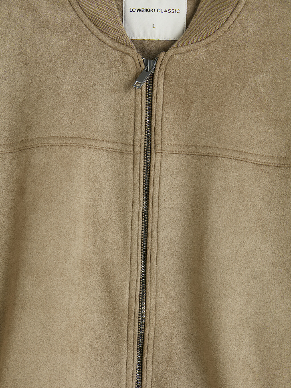 Man Beige Faux Leather Coat-7