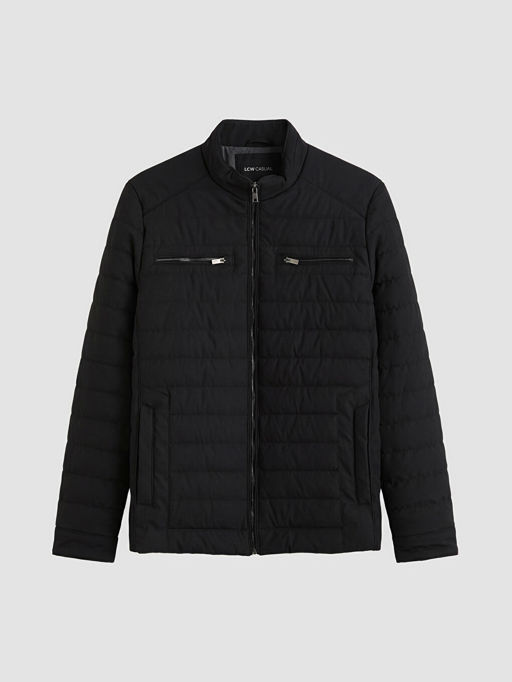 Regular Fit Mock Neck Men's Faux Leather Coat-4