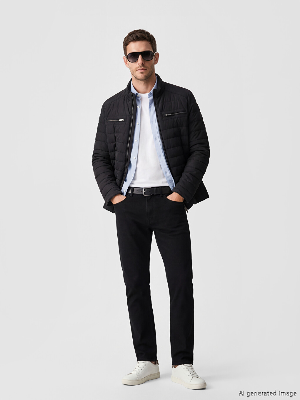 Regular Fit Mock Neck Men's Faux Leather Coat-1