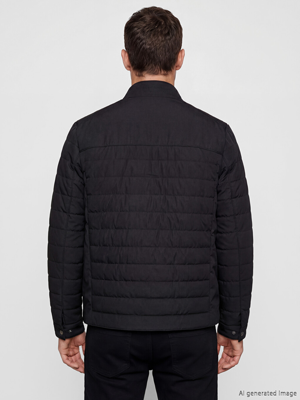 Regular Fit Mock Neck Men's Faux Leather Coat-3