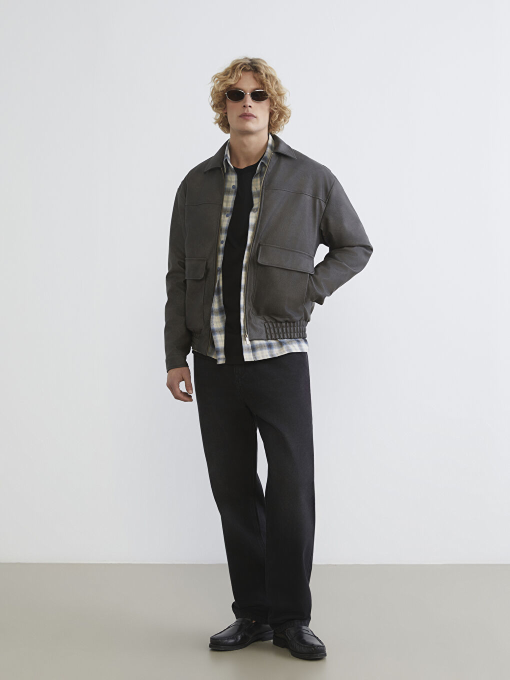 Man BROWN Faux Leather Coat-1