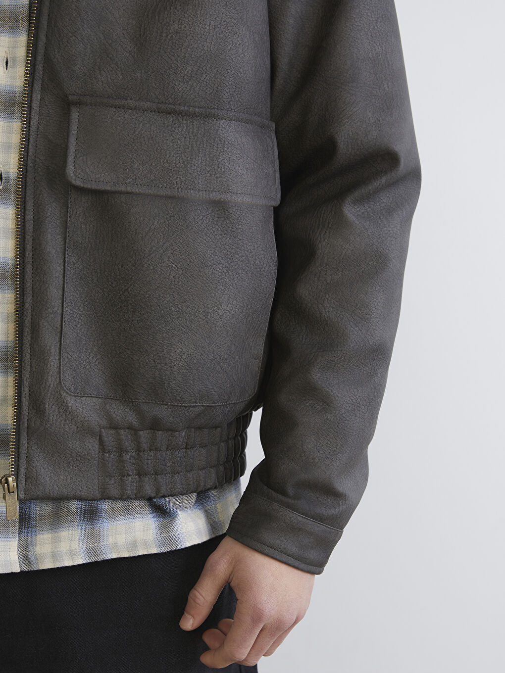 Man BROWN Faux Leather Coat-2