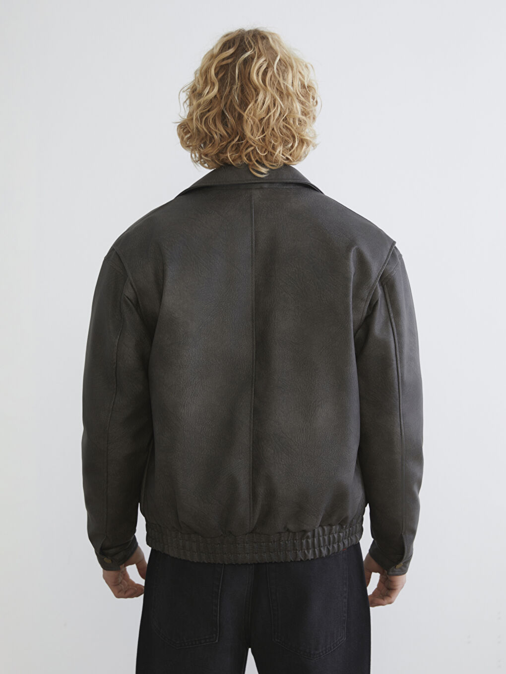 Man BROWN Faux Leather Coat-4