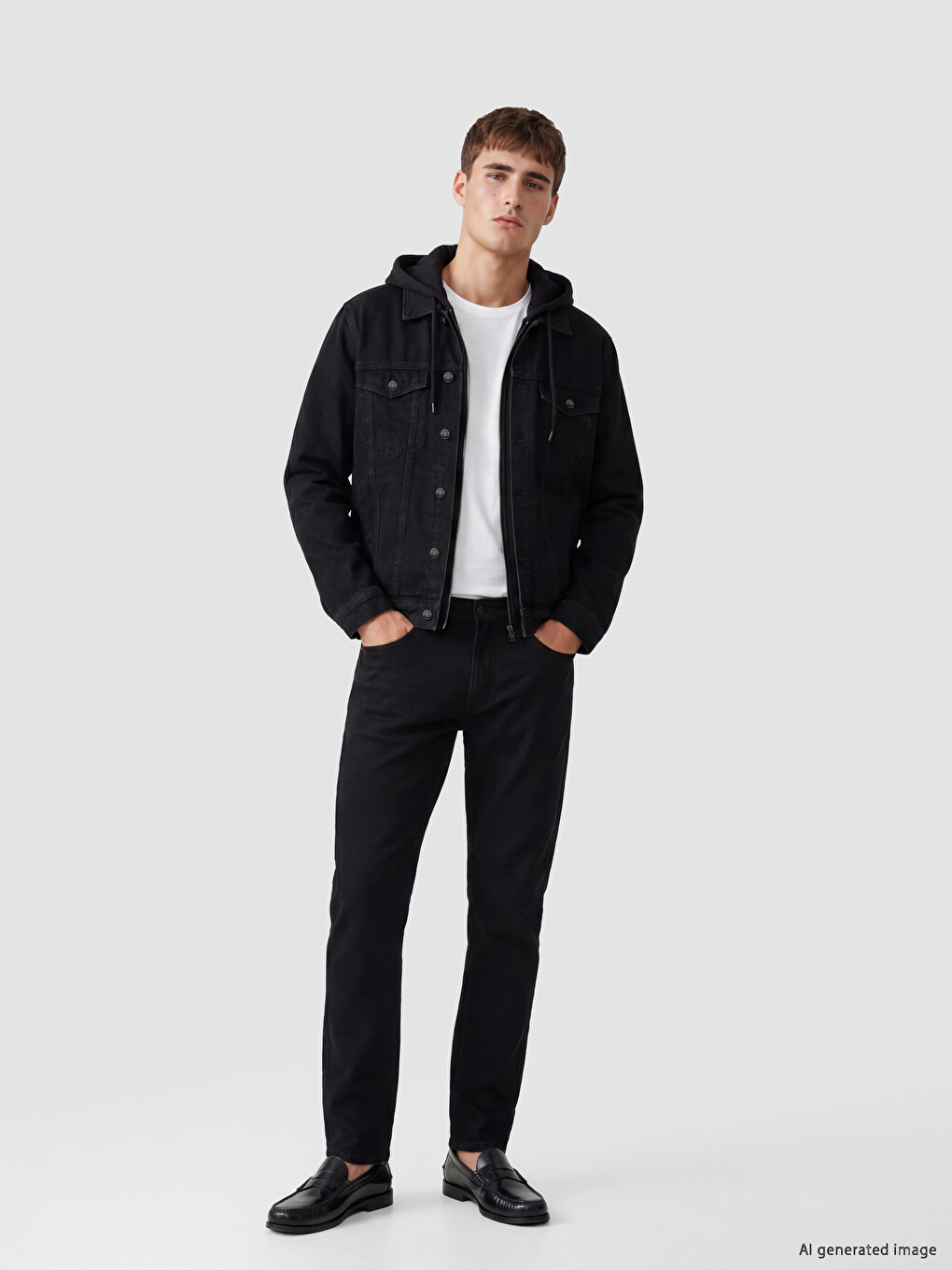 Regular Fit Hooded Men's Jean Jacket-1