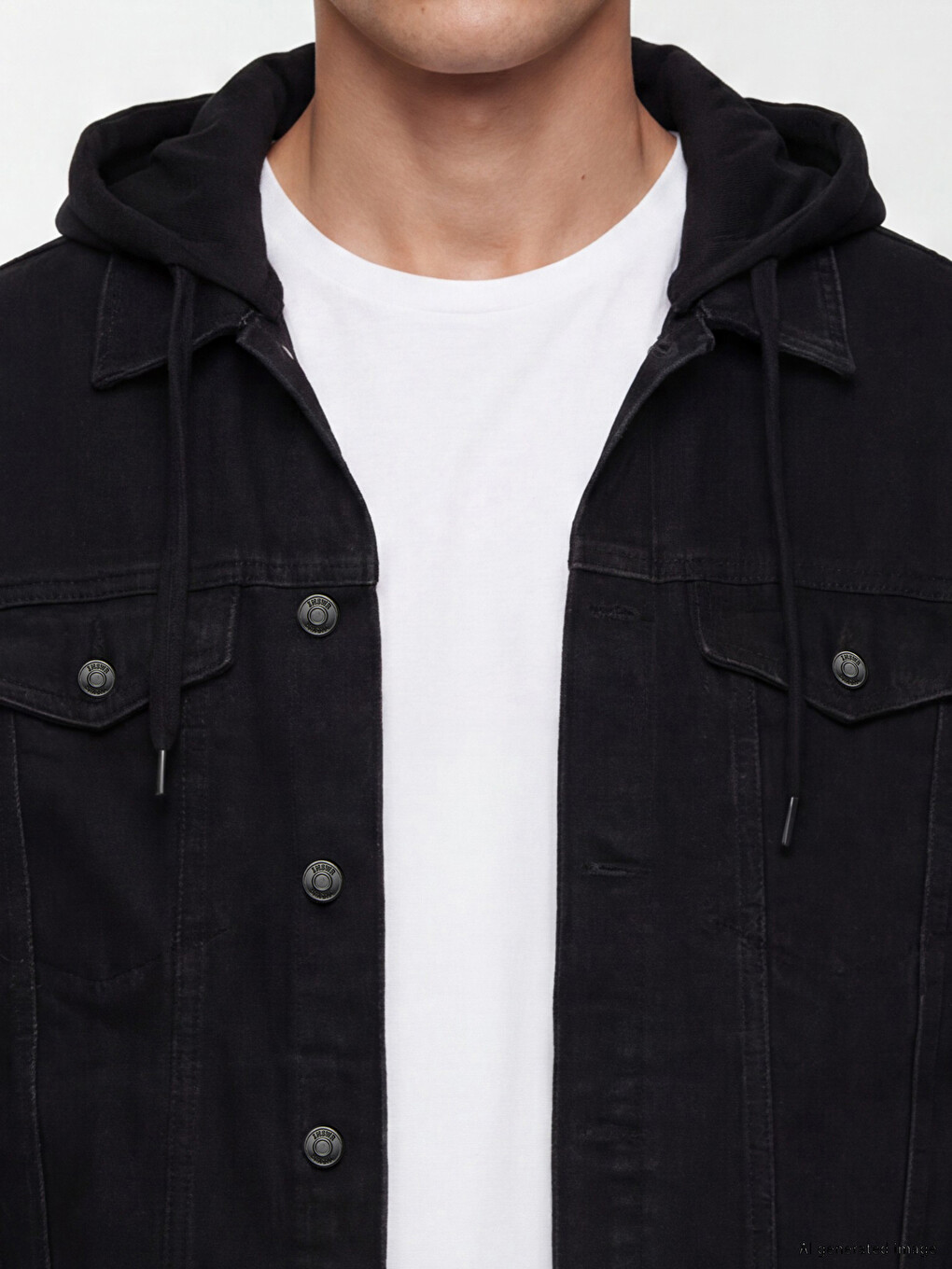 Regular Fit Hooded Men's Jean Jacket-2