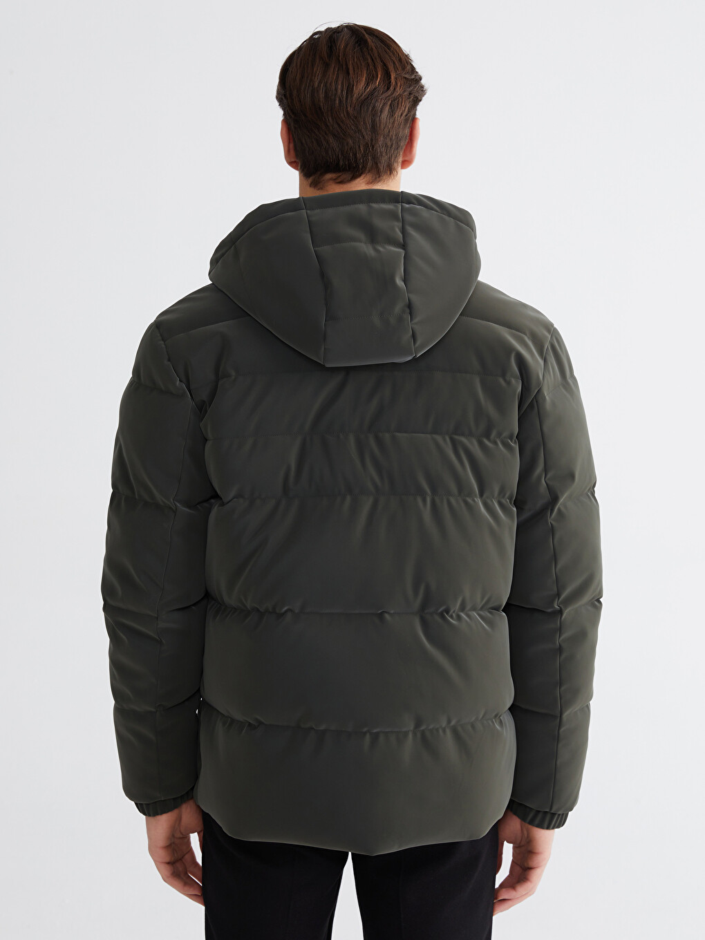Haki Regular Fit Kapüşonlu Erkek Şişme Mont-4