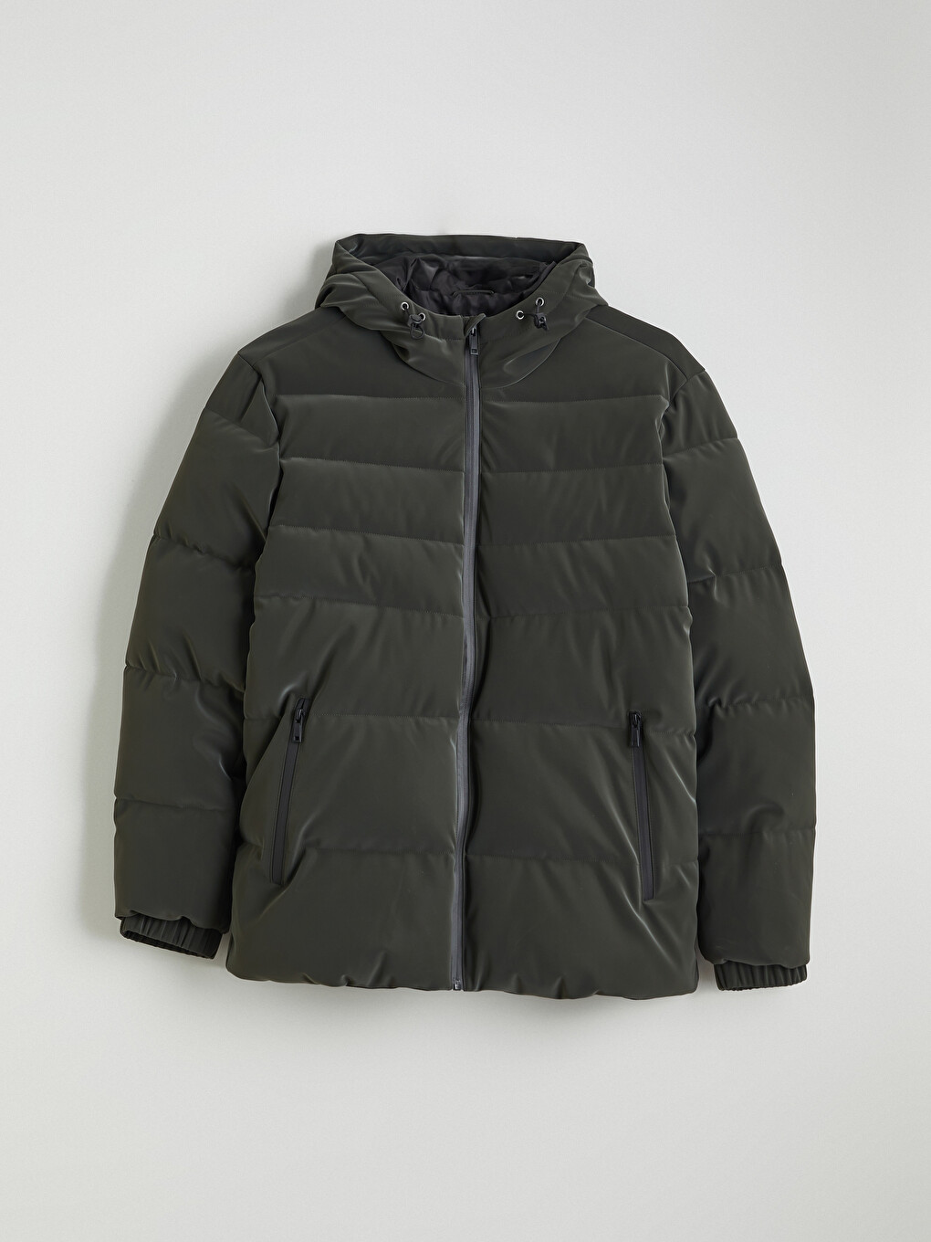 Haki Regular Fit Kapüşonlu Erkek Şişme Mont-5