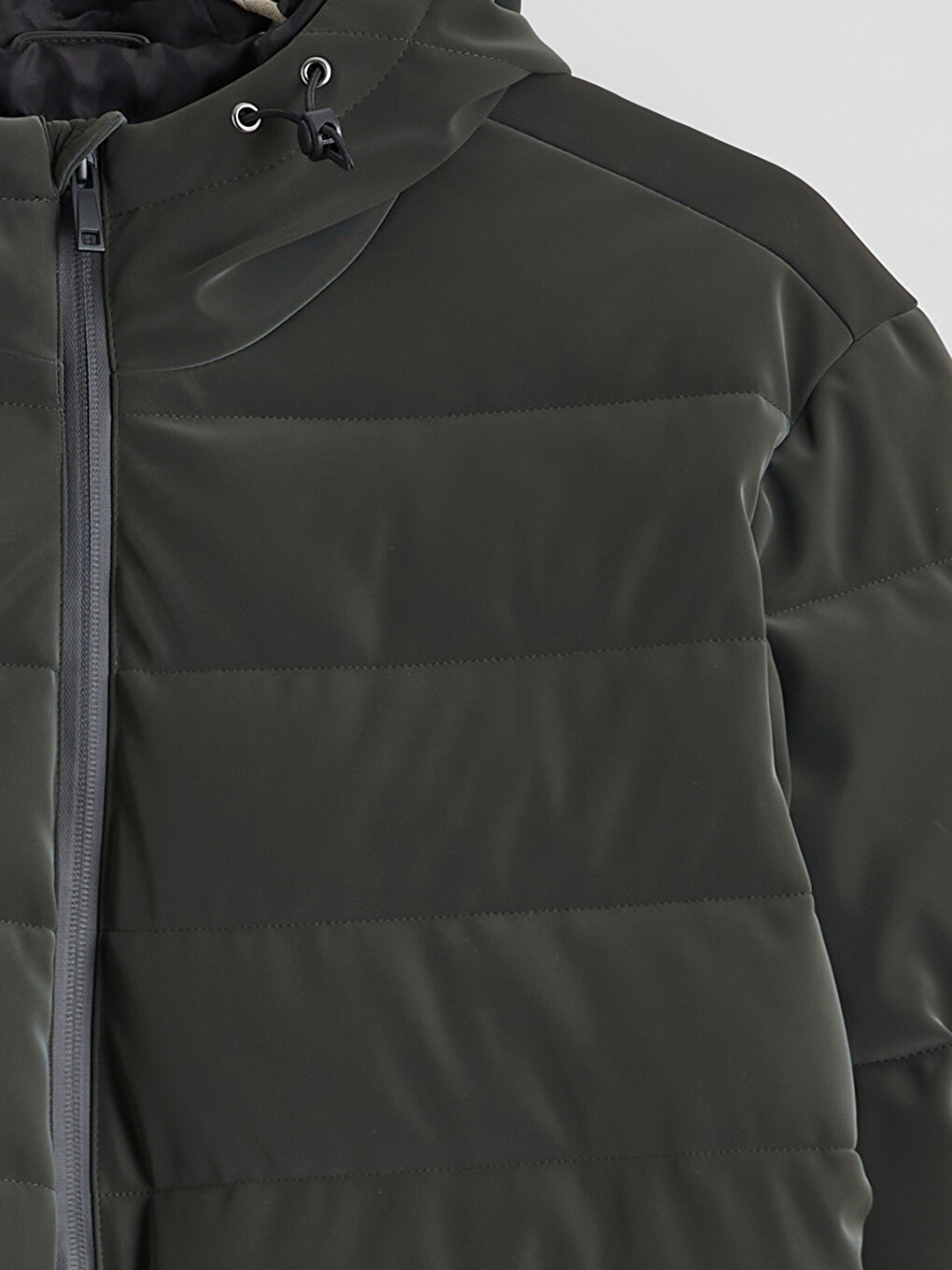 Haki Regular Fit Kapüşonlu Erkek Şişme Mont-6