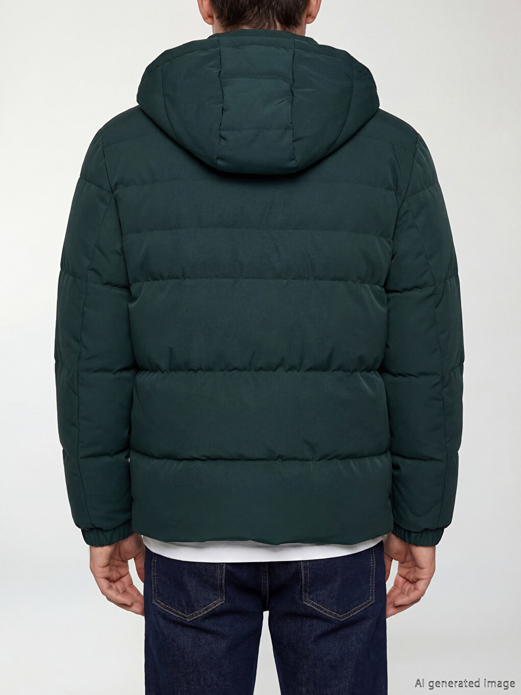 Yeşil Regular Fit Kapüşonlu Erkek Şişme Mont-4