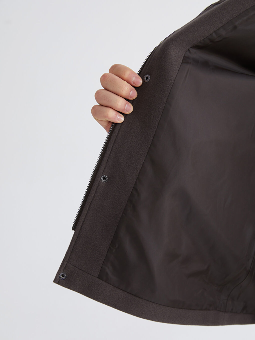 Haki Standart Kalıp Gömlek Yaka Erkek Kaşe Mont-3