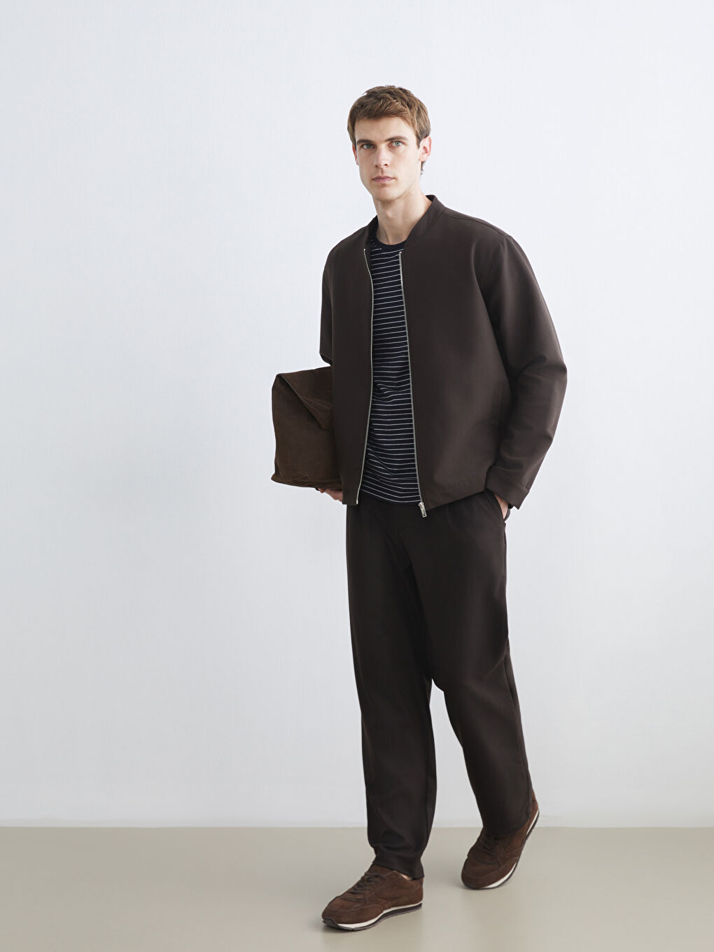 Kahverengi Standart Kalıp Erkek Mont-1