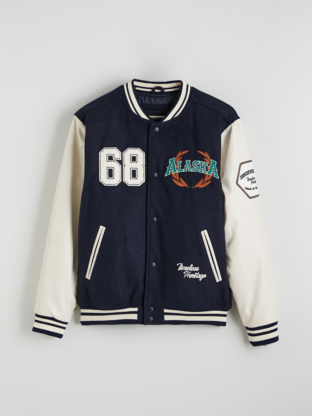 Lacivert Standart Kalıp Erkek Kaşe Kolej Ceket-5