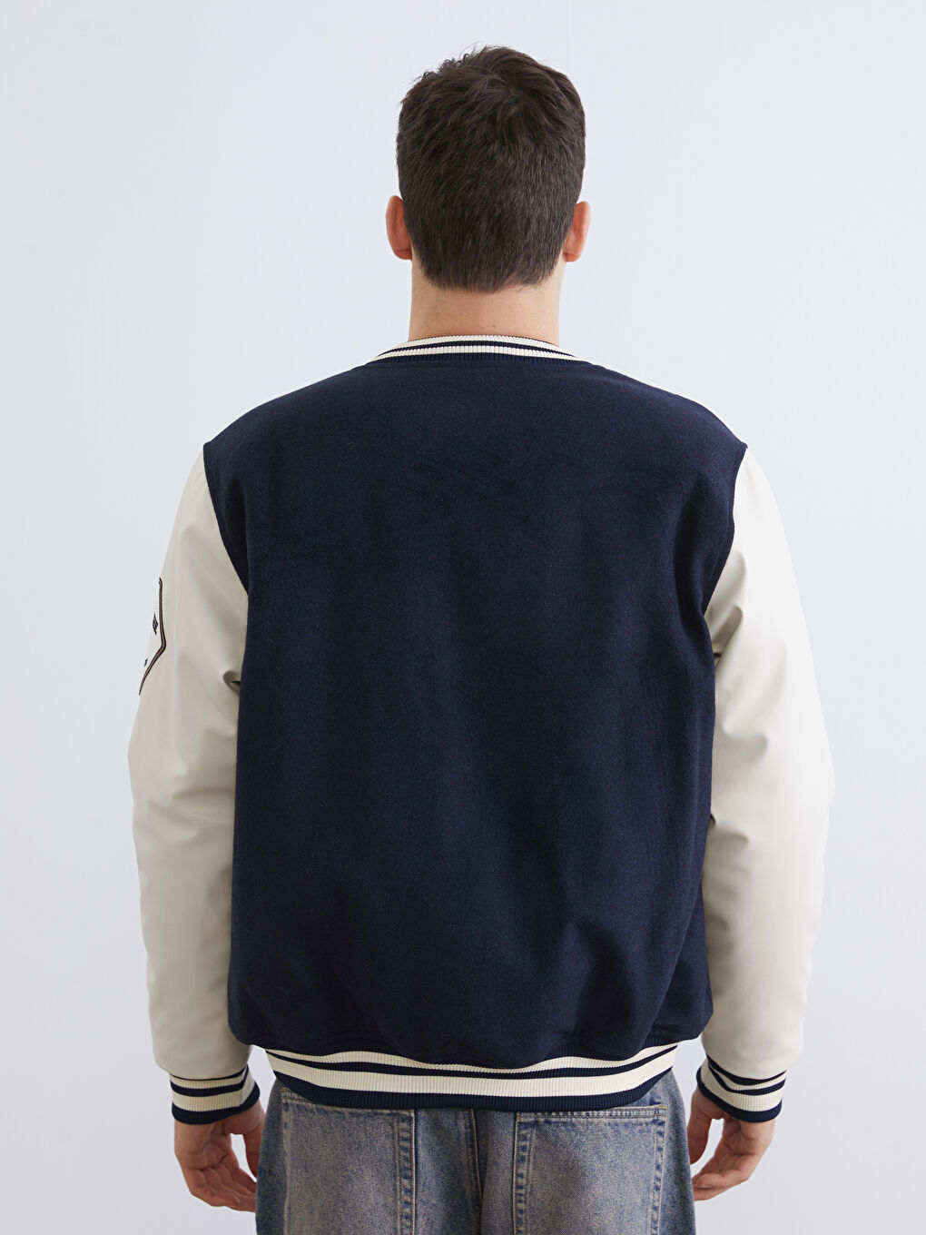 Lacivert Standart Kalıp Erkek Kaşe Kolej Ceket-4