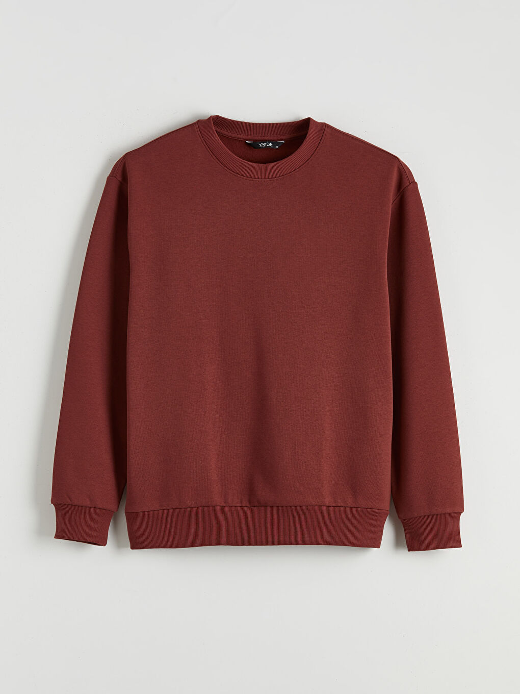 Kahverengi Bisiklet Yaka Erkek Kalın Sweatshirt-4