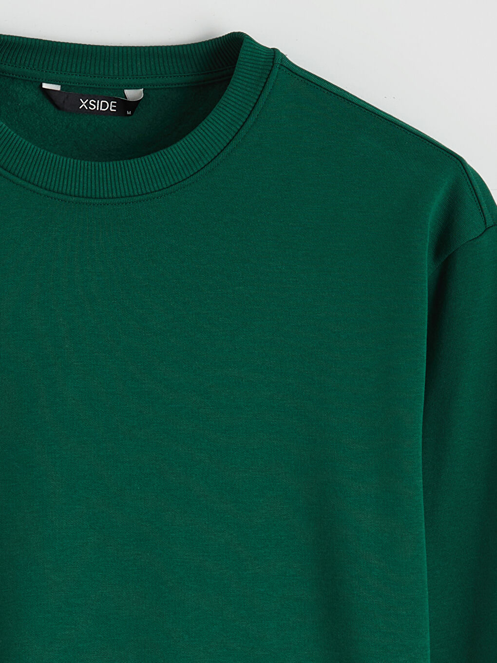 Yeşil Bisiklet Yaka Erkek Kalın Sweatshirt-5