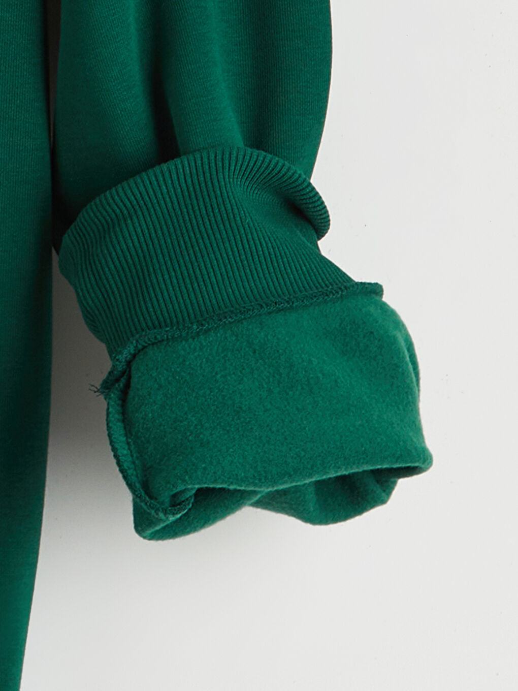 Yeşil Bisiklet Yaka Erkek Kalın Sweatshirt-6