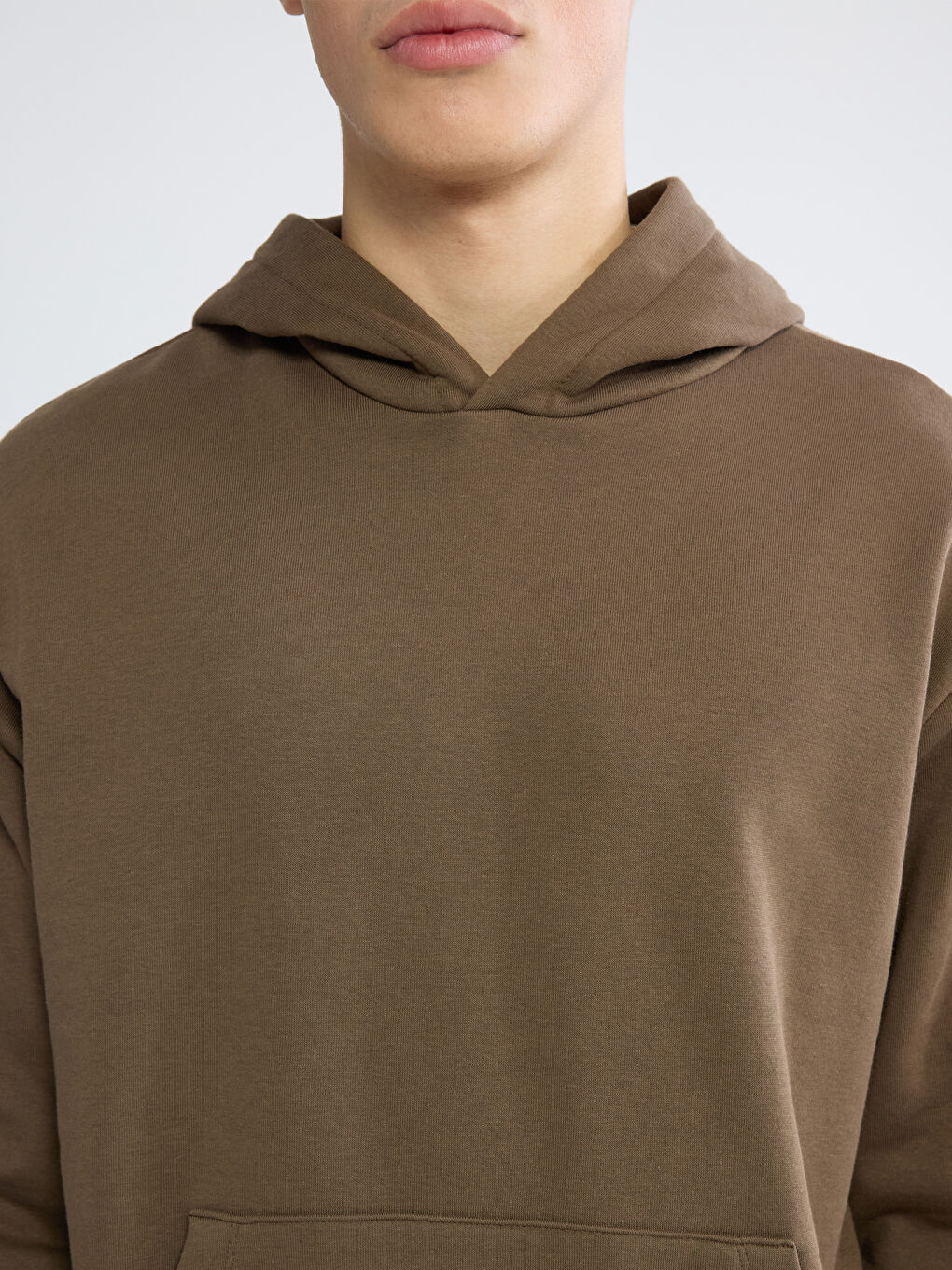 Kahverengi Kanguru Cepli Erkek Kalın Hoodie-3