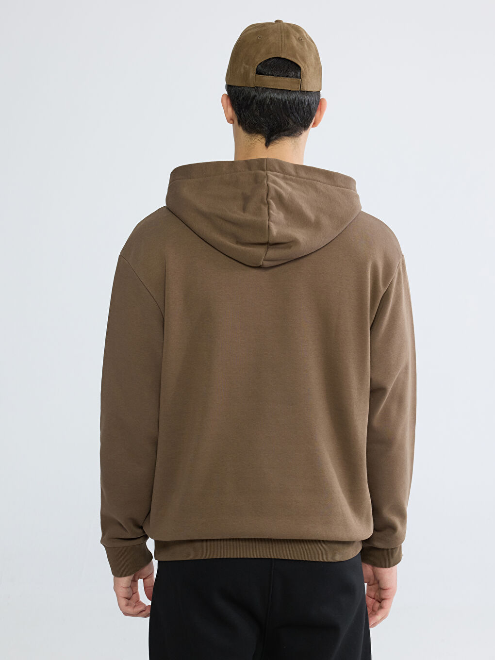 Kahverengi Kanguru Cepli Erkek Kalın Hoodie-4