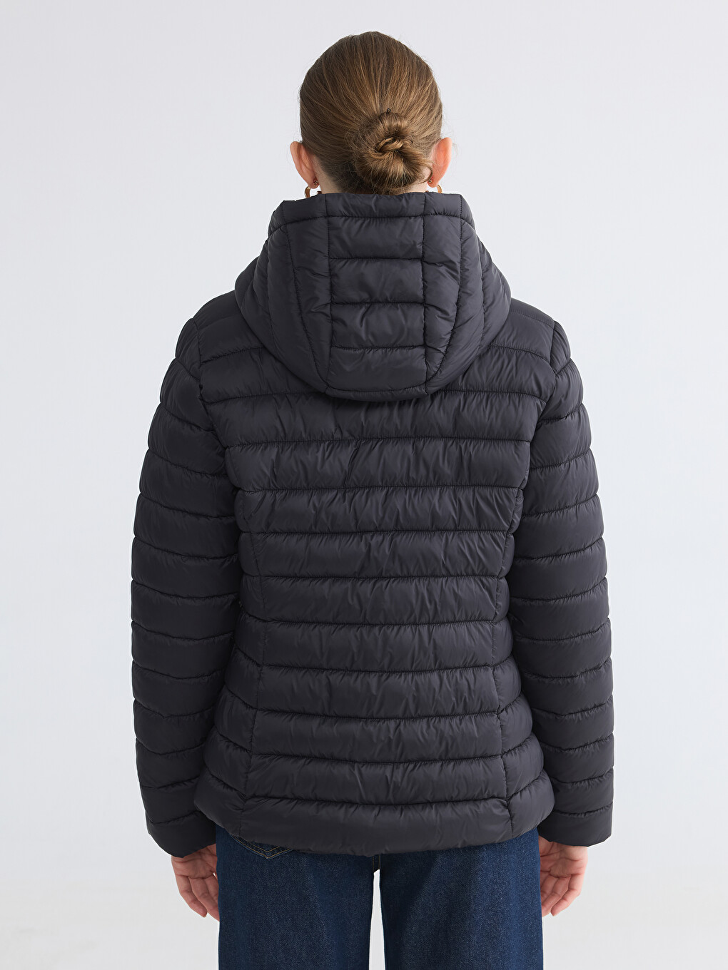 Kapüşonlu Kadın Şişme Mont-4