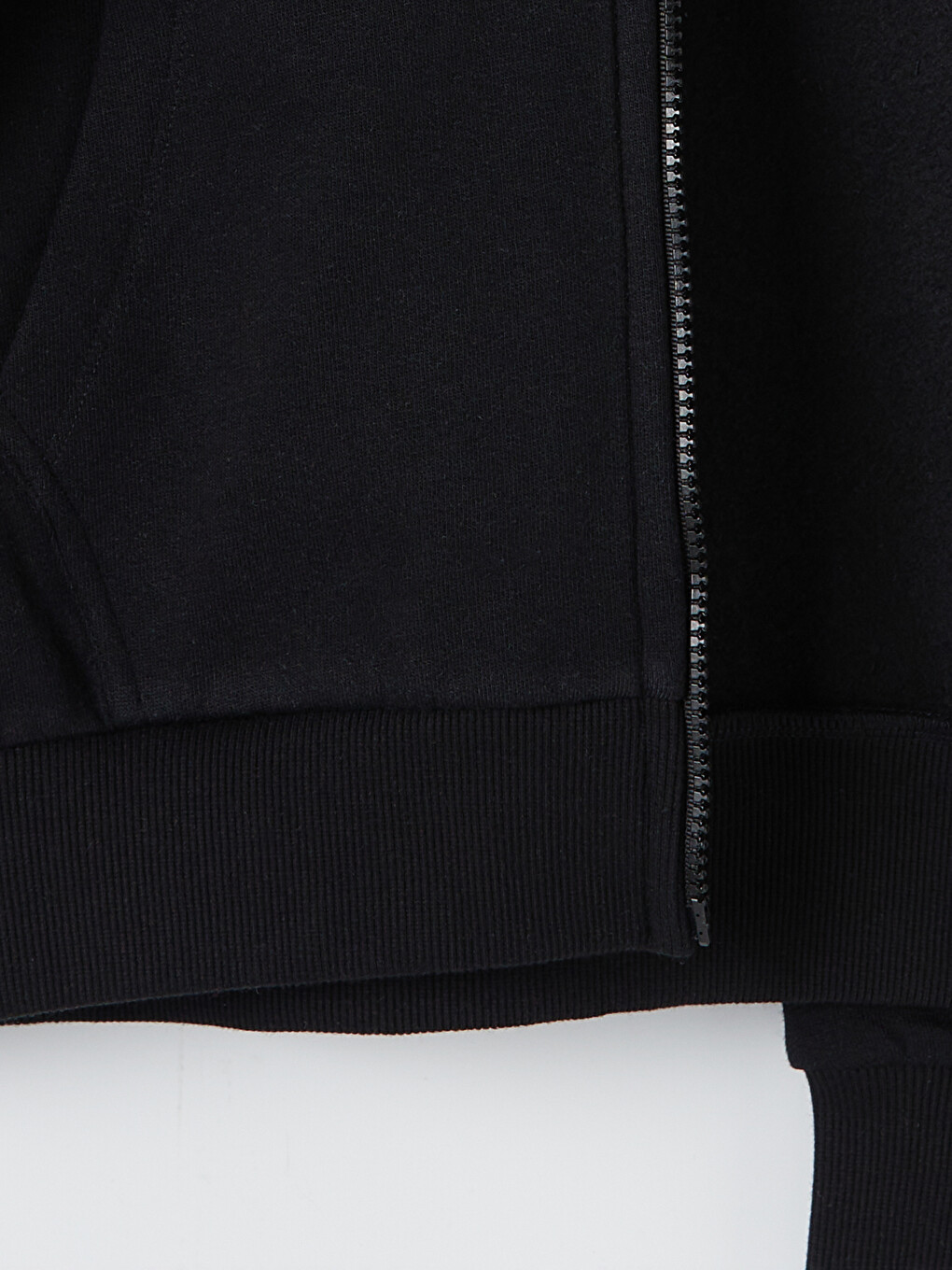Siyah Kapüşonlu Kalın Kız Çocuk Fermuarlı Sweatshirt-3