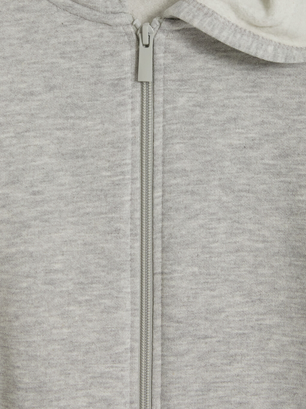 Gri Kapüşonlu Kalın Kız Çocuk Fermuarlı Sweatshirt-2