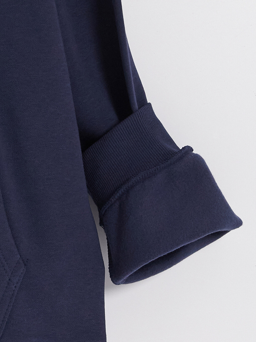 Lacivert Kapüşonlu Kalın Kız Çocuk Fermuarlı Sweatshirt-3