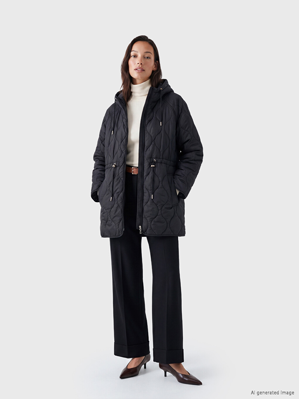 Hooded Quilted Women's Puffer Coat-1
