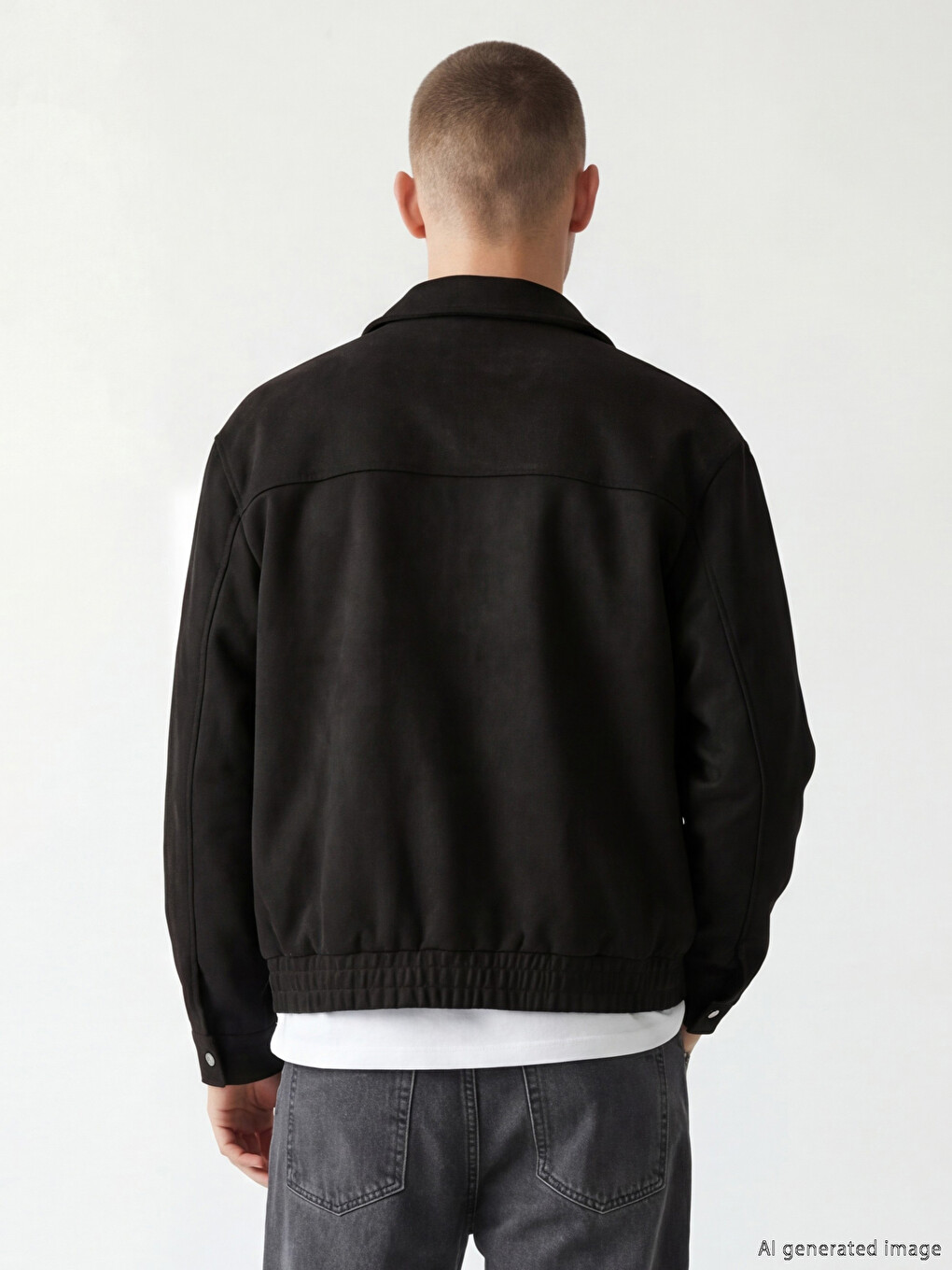 Siyah Loose Fit Erkek Süet Ceket-3