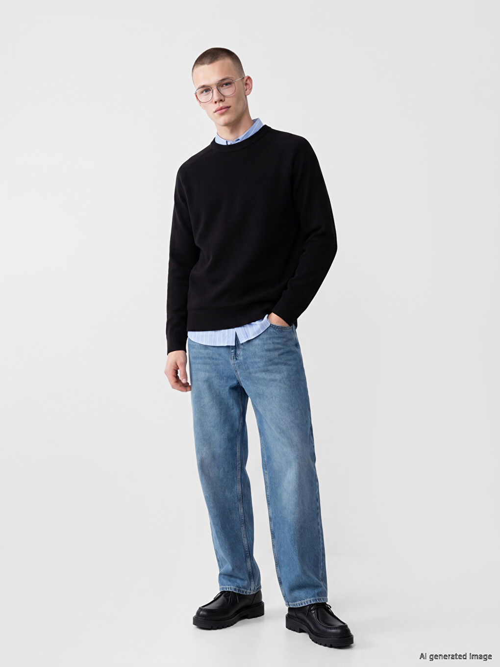 Pull-over En Maille À Col Rond Pour Homme-1