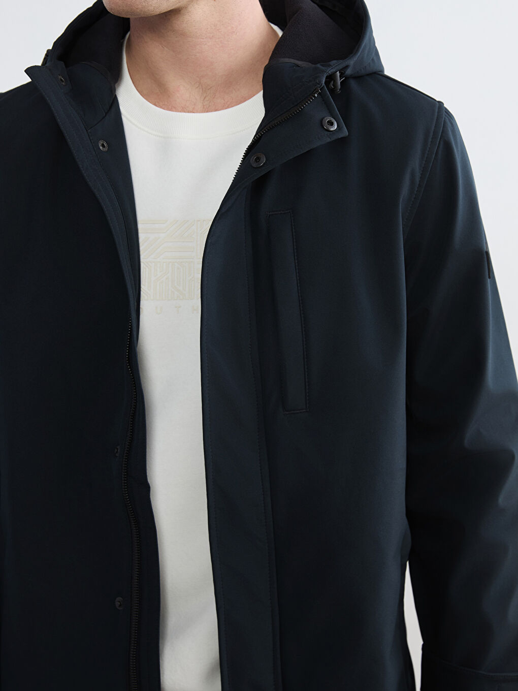 Lacivert Standart Kalıp Kapüşonlu Erkek Yağmurluk-2