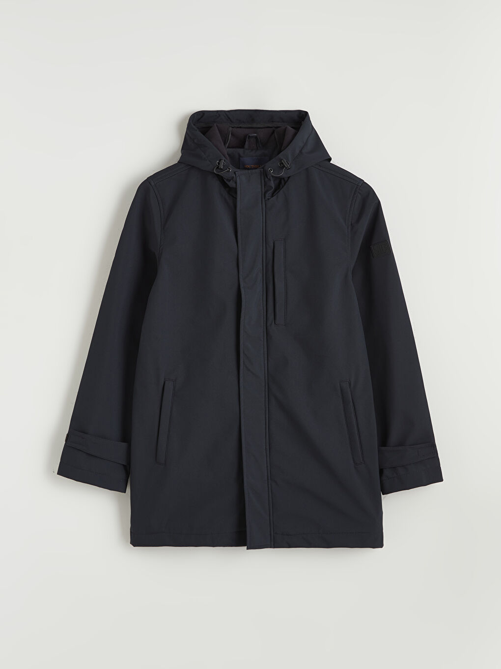 Lacivert Standart Kalıp Kapüşonlu Erkek Yağmurluk-5