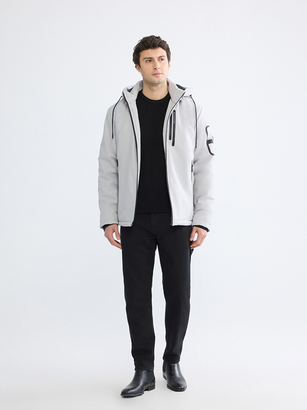 Bej Regular Fit Erkek Şişme Mont-1