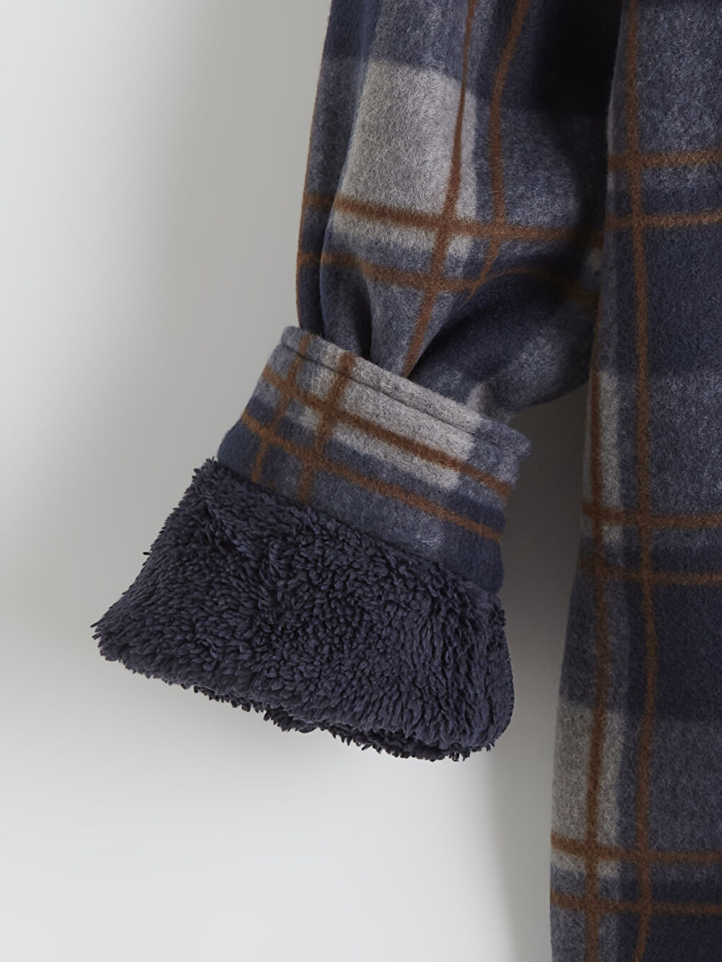 Lacivert Rahat Kalıp Ekose Erkek Gömlek Ceket-6