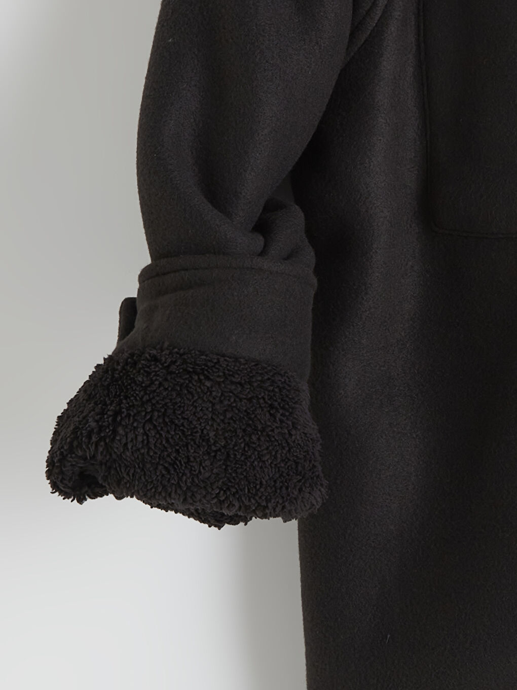 Siyah Loose Fit Kapüşonlu Erkek Gömlek Ceket-6