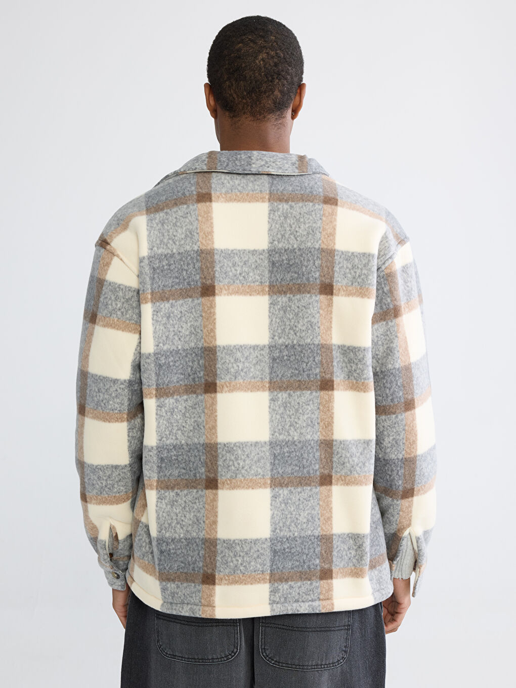 Loose Fit Plaid Men's Overshirt Jacket-4